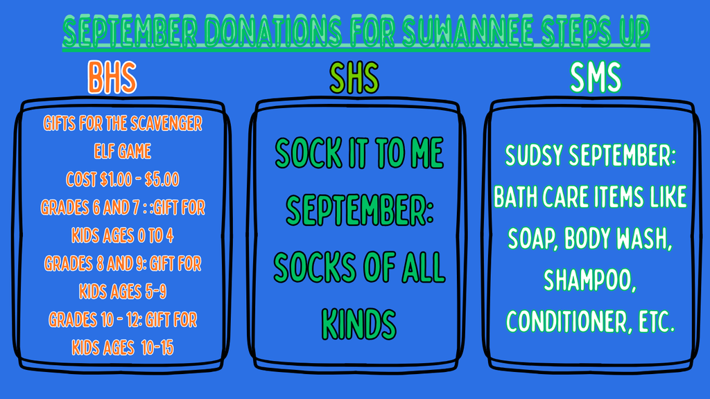 Suwannee Steps Up - September Donations