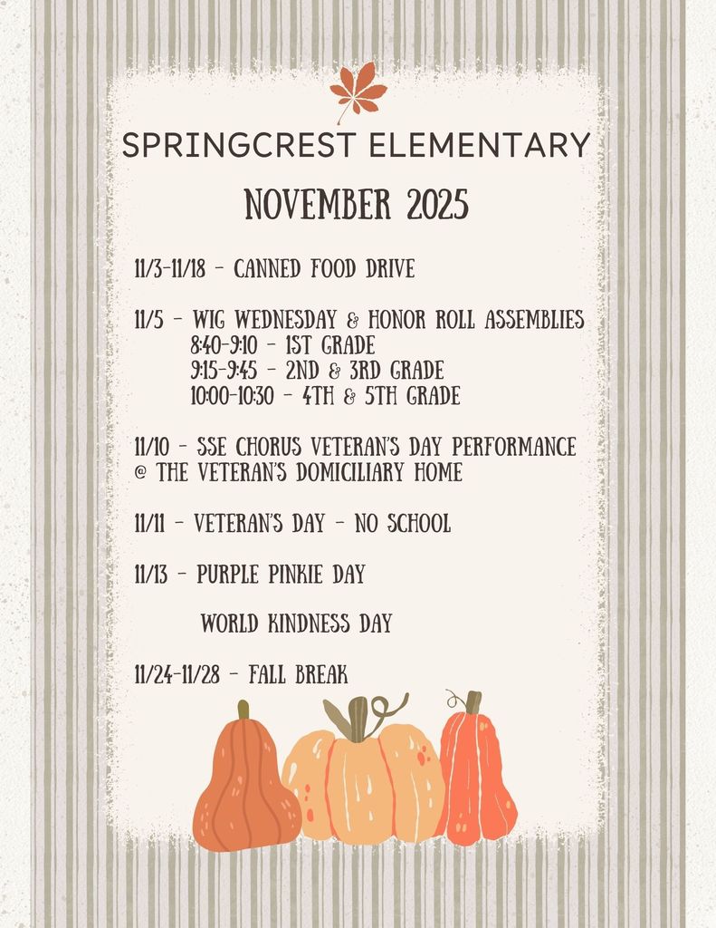 Springcrest Elementary November Events