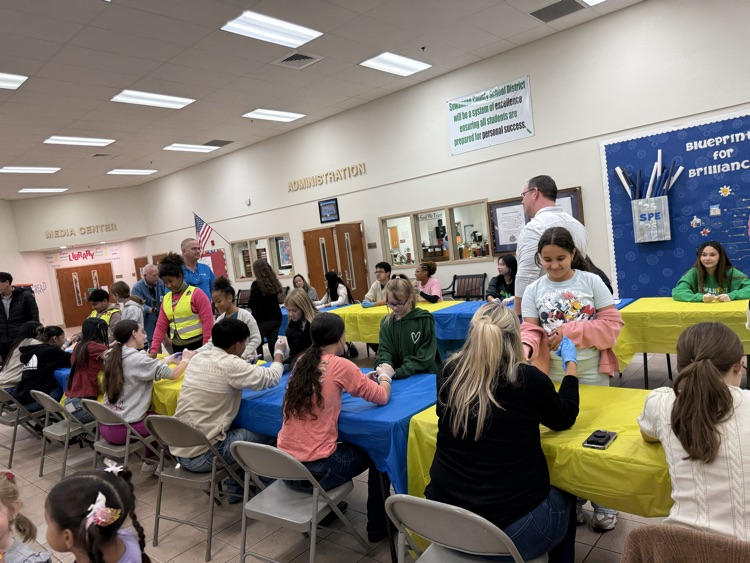Students participating in Purple Pinkie Day