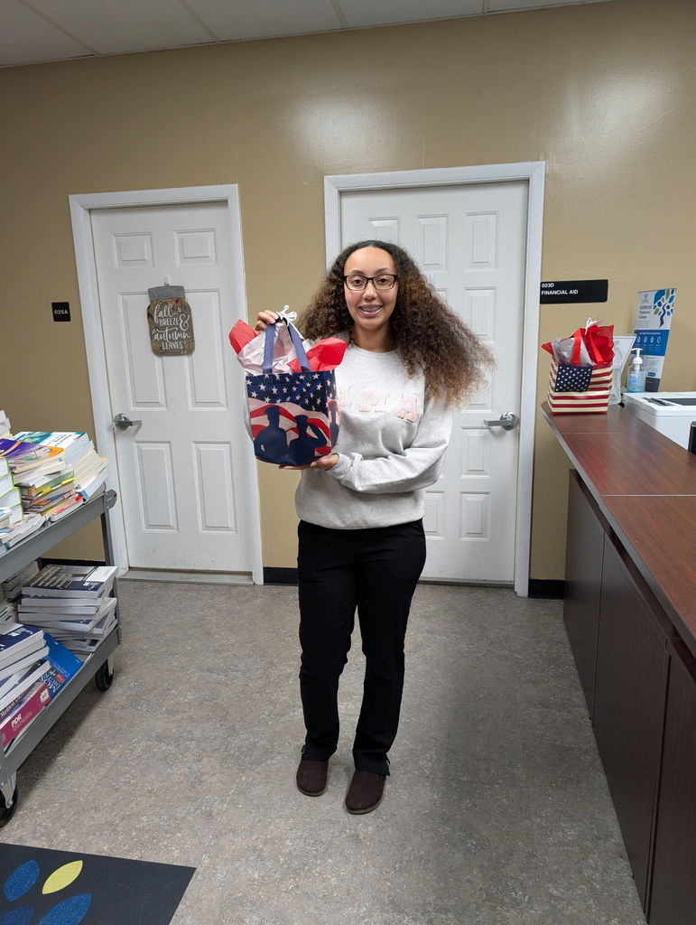 nursing student with gift bag