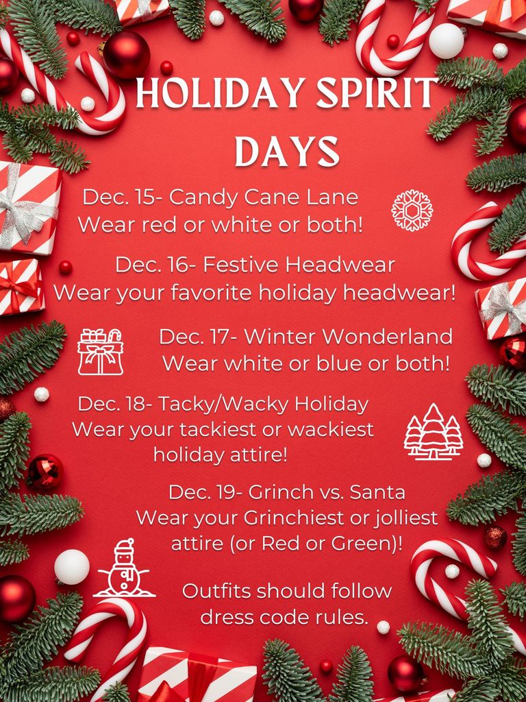 Holiday Spirit week flyer