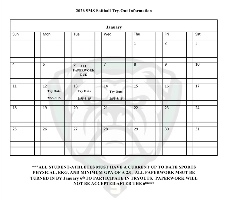 softball tryout schedule