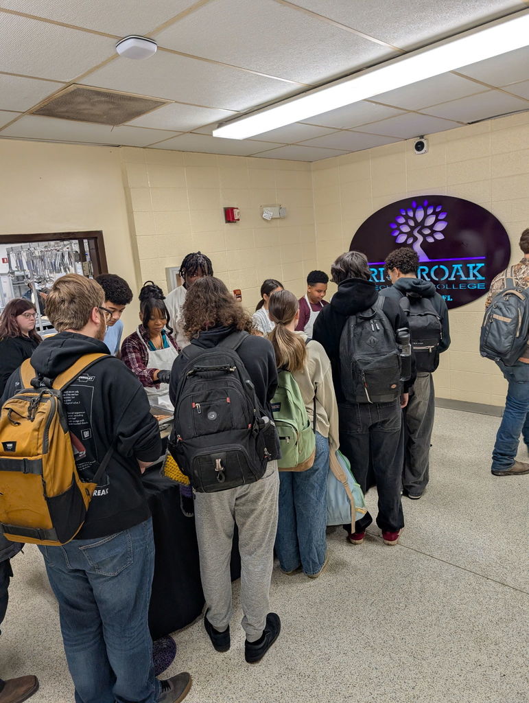Students in line for breakfast