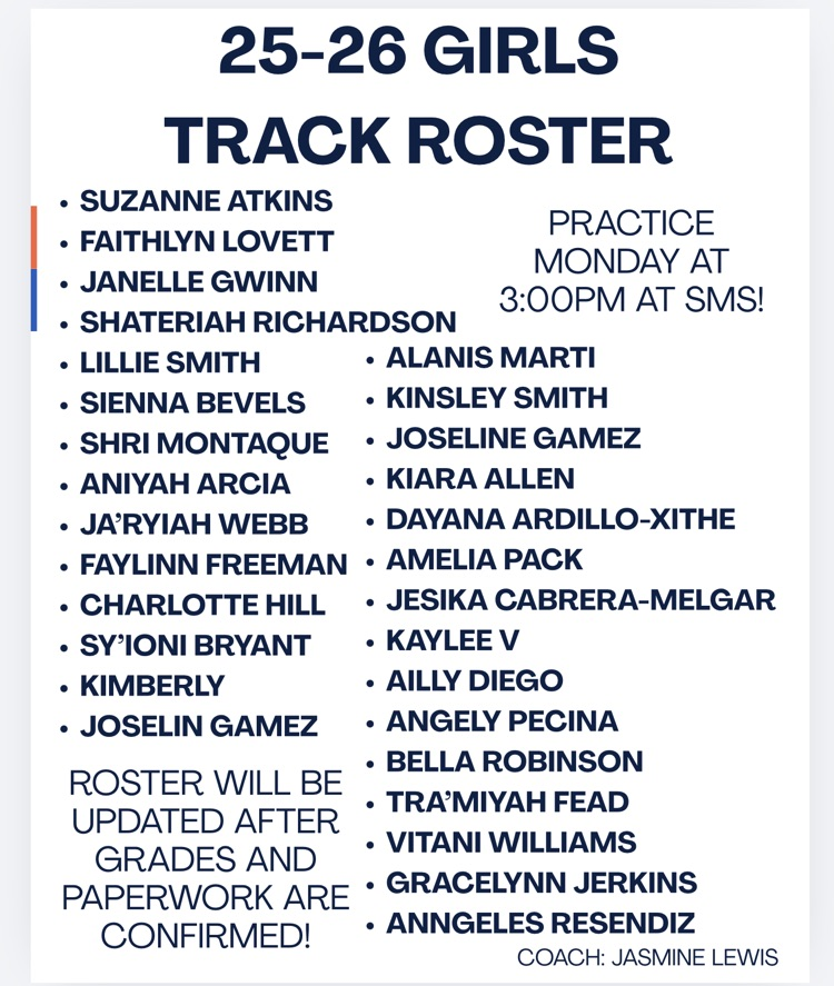 girls track roster