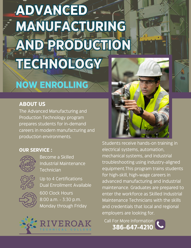 Now Enrolling - Advanced Manufacturing