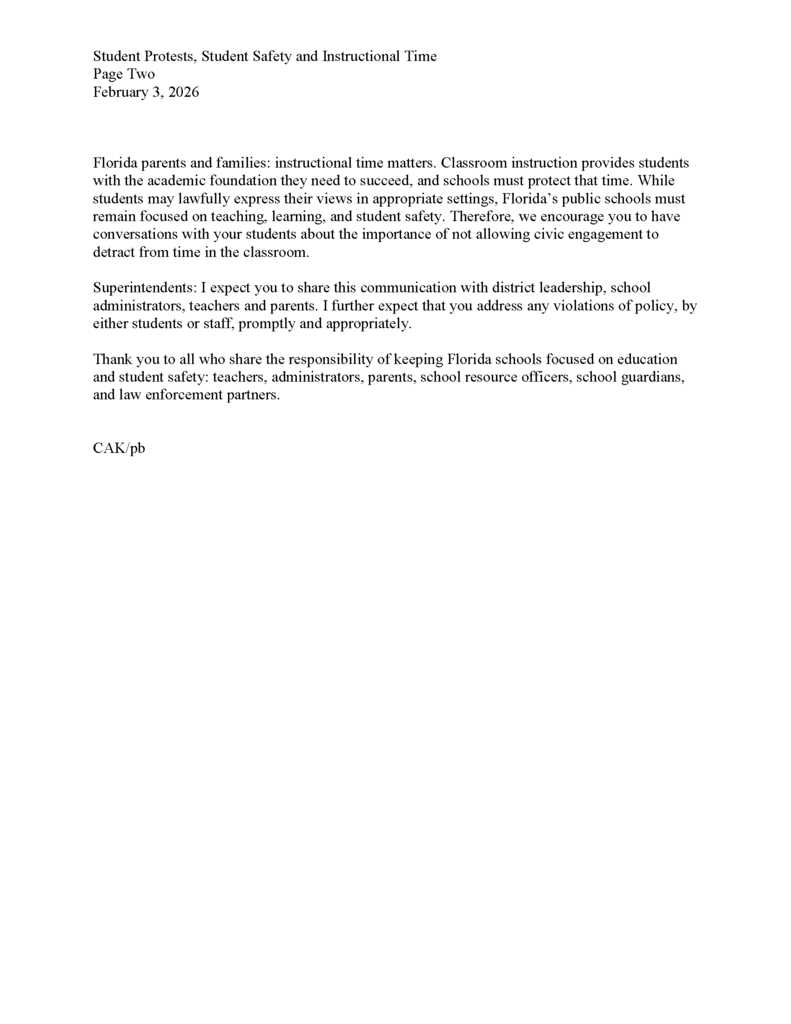 Student Protests Instructional Time and Safety - page 2
