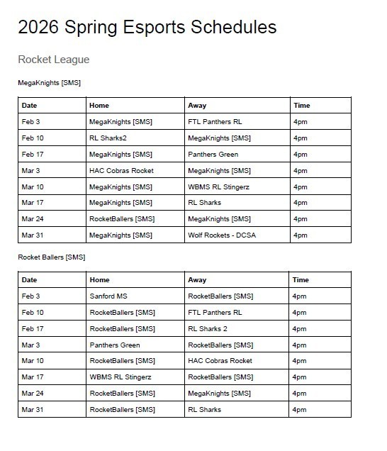 Esports schedule page 3