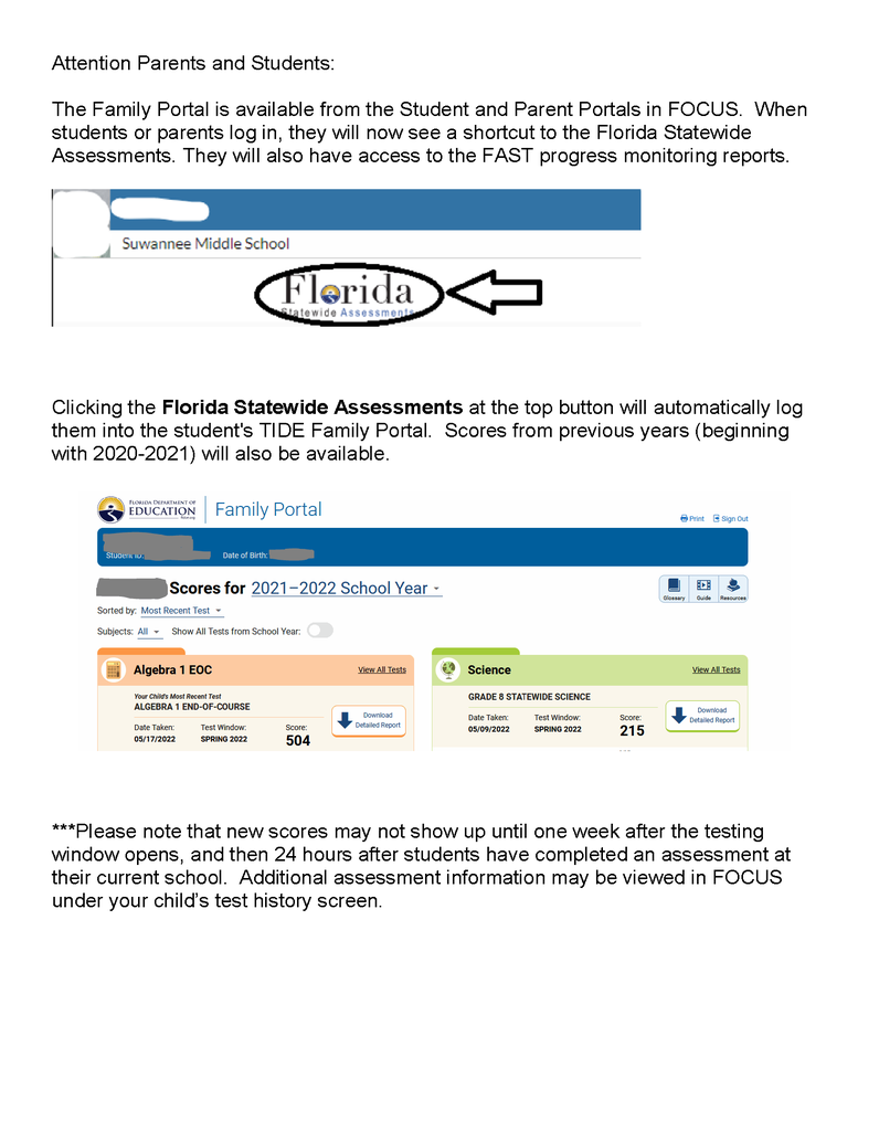 FOCUS Parent Directions