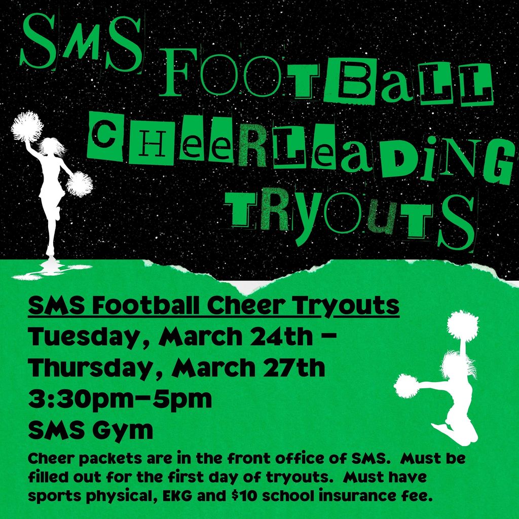 SMS football cheer tryout flyer