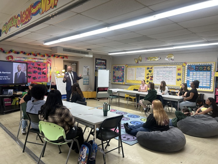 Florida Teacher of the Year speaking to educator academy students 