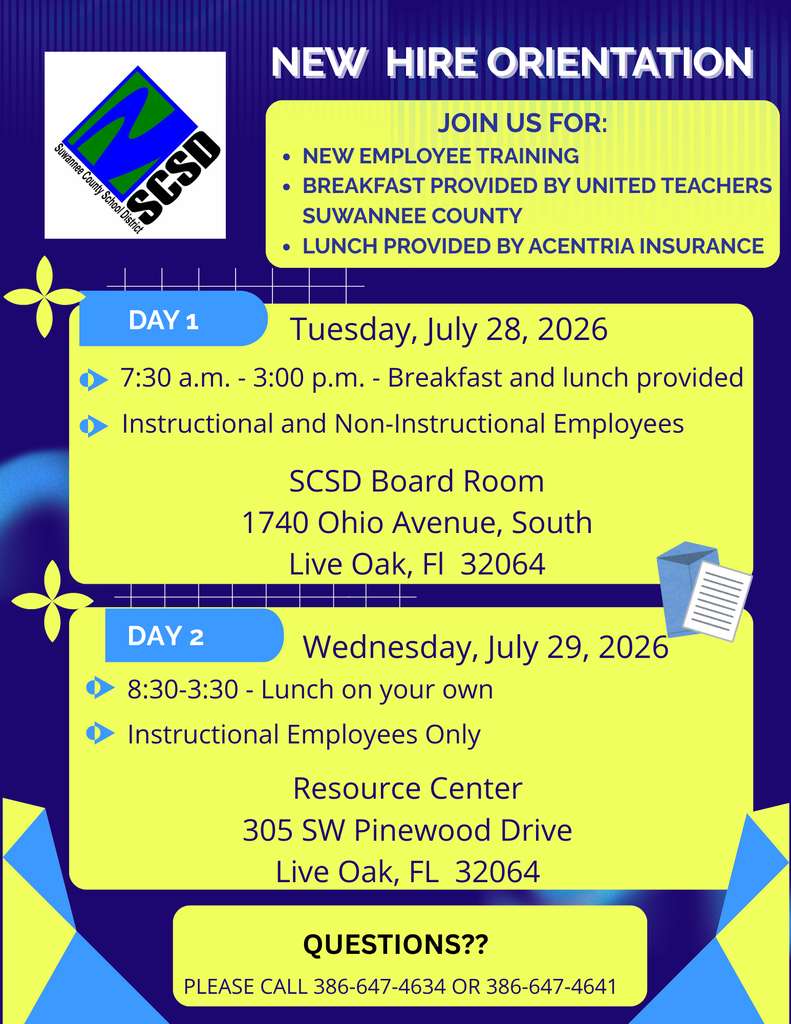New Hire Orientation Flyer for the 2026-2027 school year