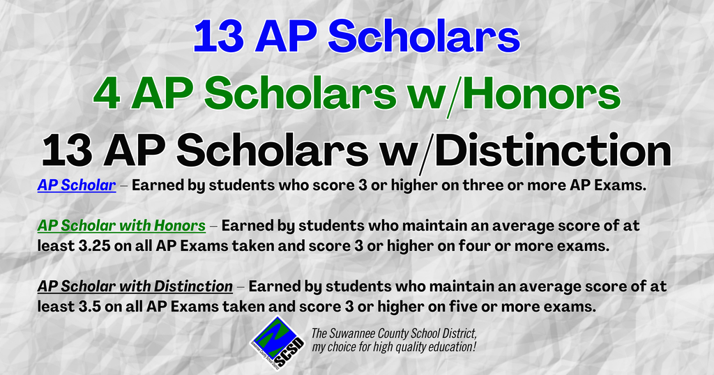 AP Scholars Success in the Suwannee County School District