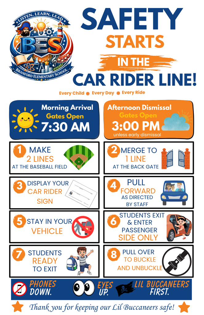 Car Rider Line procedures to help for a safe car line all year long.