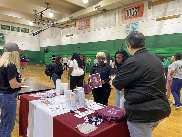 2026 College fair, students are visiting various informational booths about colleges around the southeast as well as representatives from military branches.