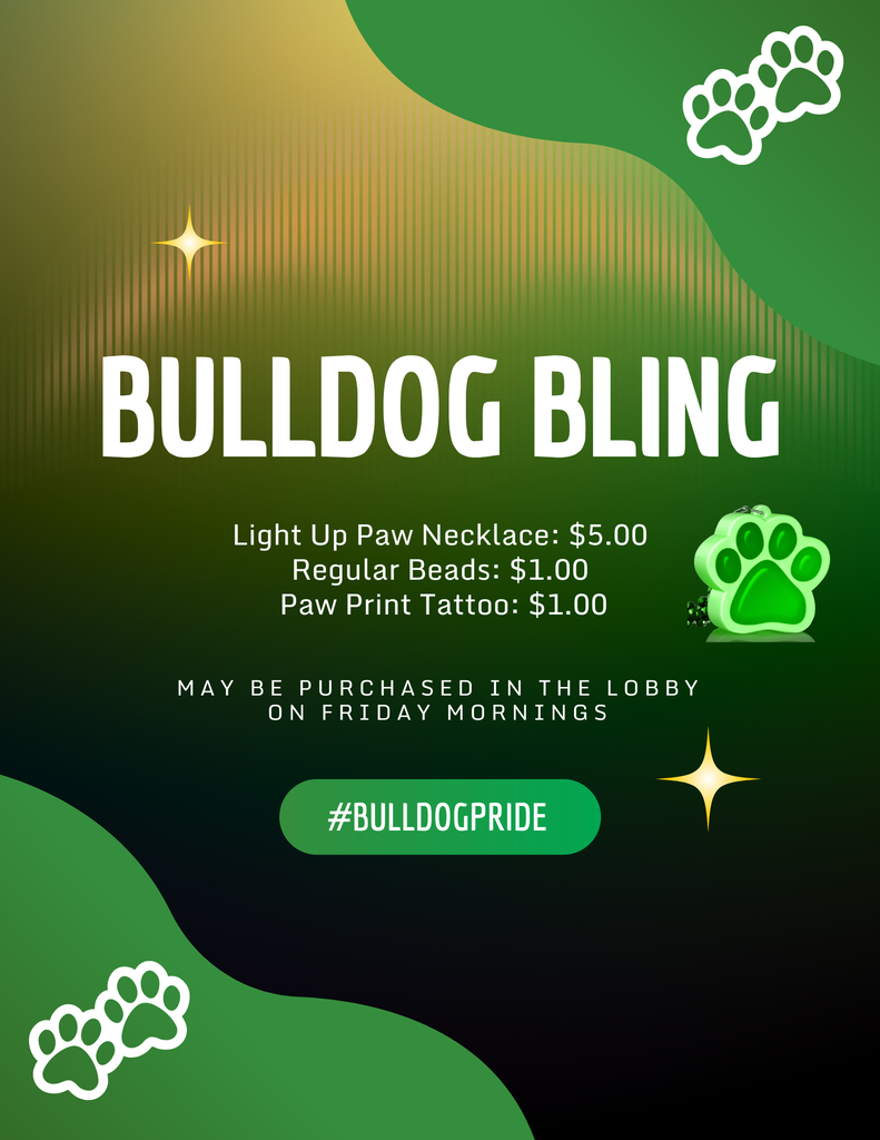 Flyer for Bulldog Spirt Wear. 