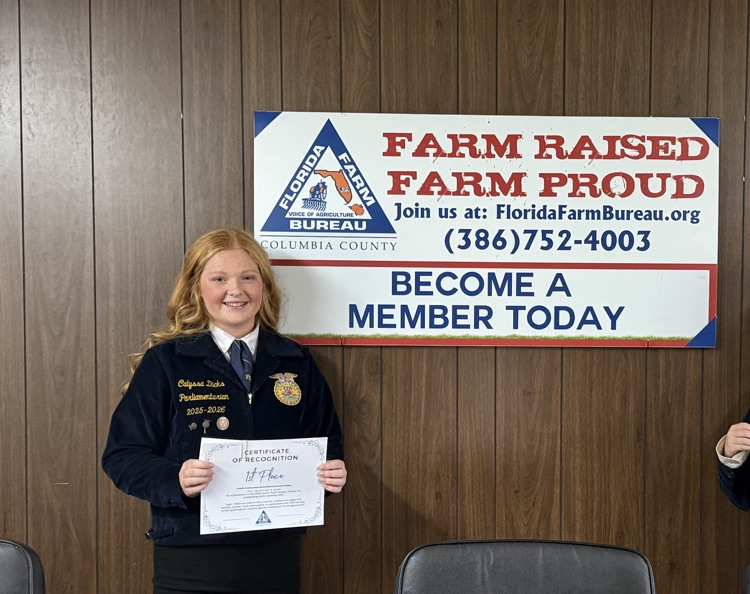 Student won 1st place at the speech contest. 