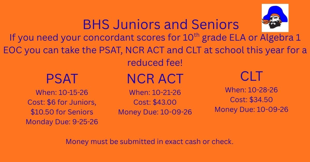 PSAT-NCR ACT-CLT Testing at BHS