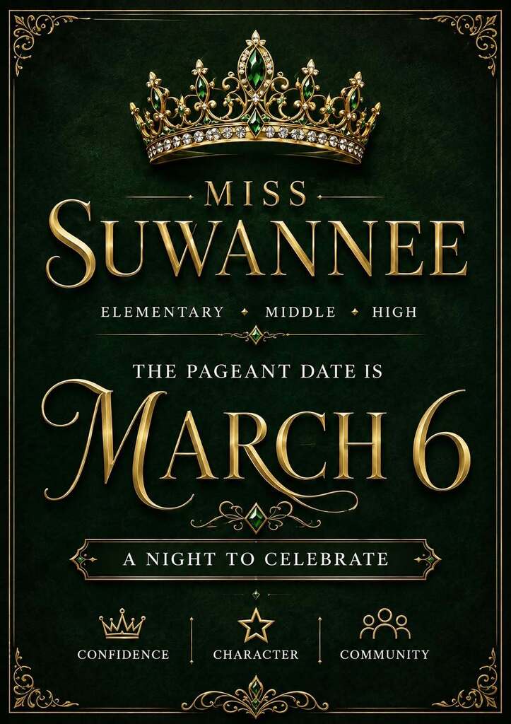 Flyer for Miss Suwannee Scholarship Pageant