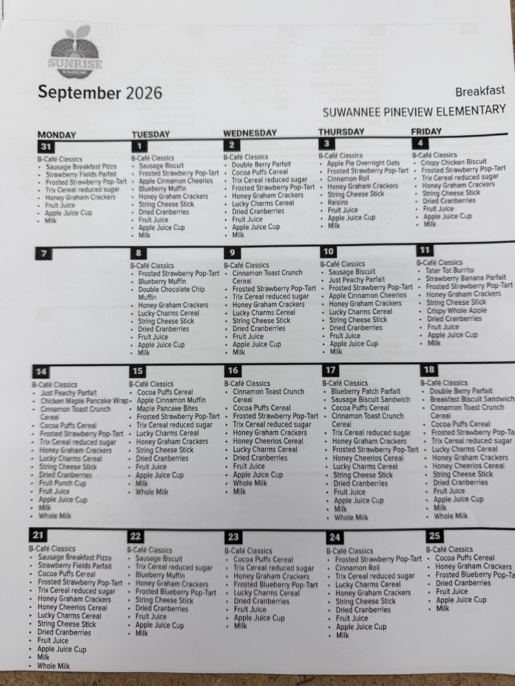 lunch menu