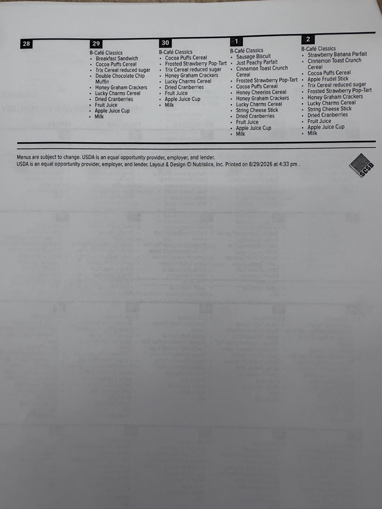lunch menu