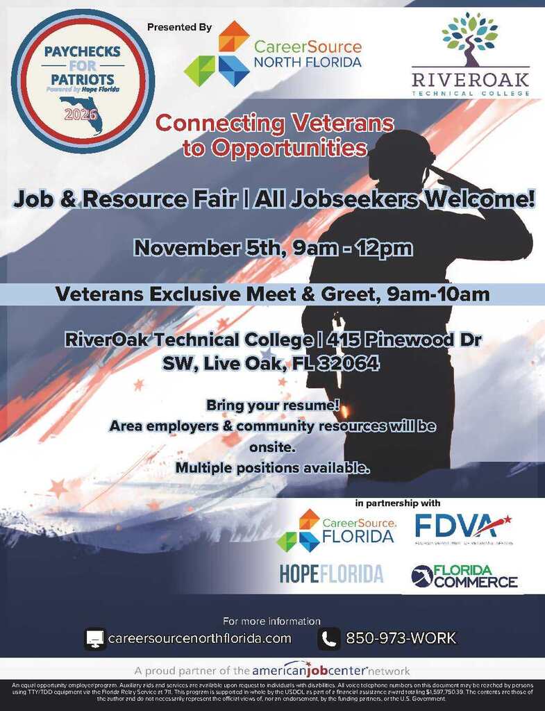 Paychecks for Patriots event on November 5th