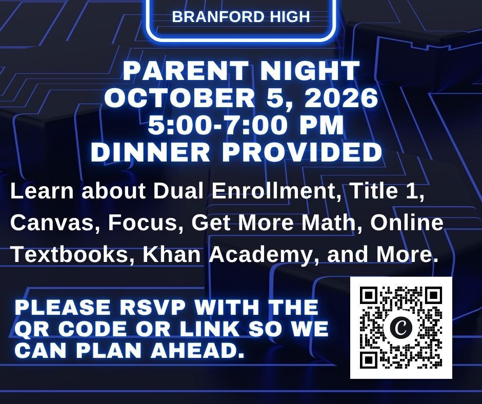 BHS Parent Night October 5, 2026. Scan the QR code to RSVP. 