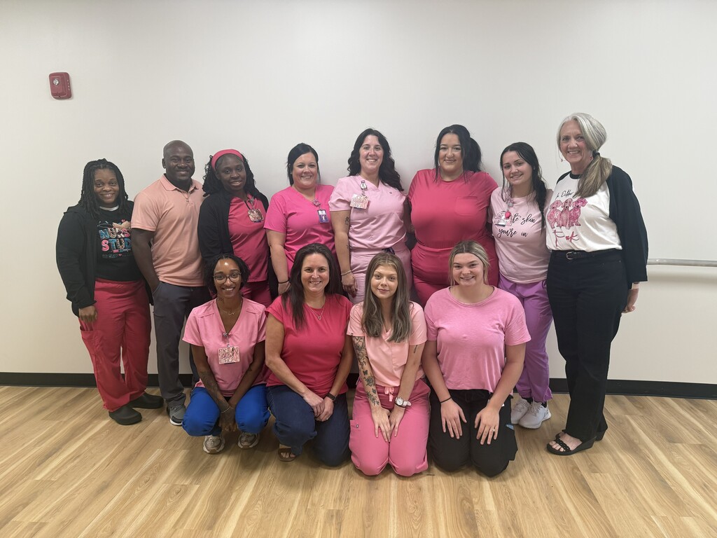 Practical Nursing class wearing pink