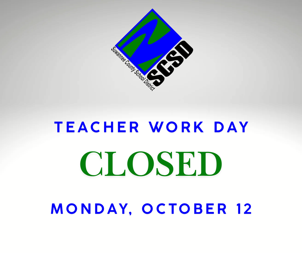 Teacher work day on Monday, October 12th. Normal operations will resume on Tuesday, October 13th. 
