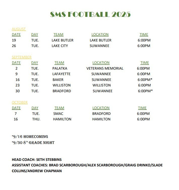 SMS Football Schedule
