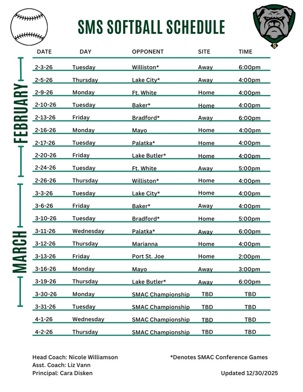 sms softball schedule 