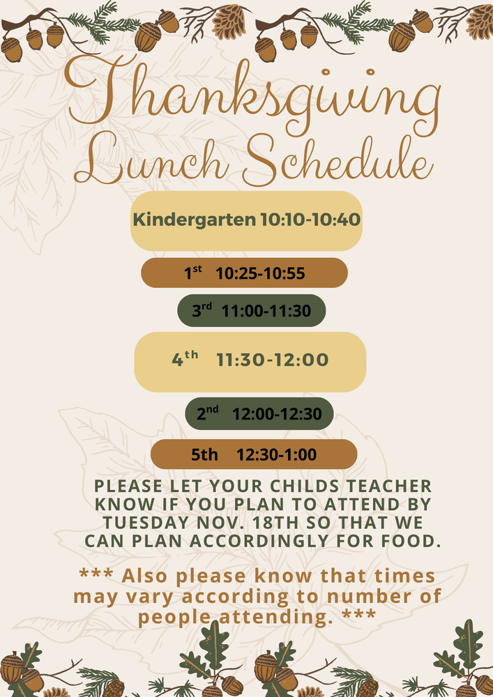 Thanksgiving Lunch Times