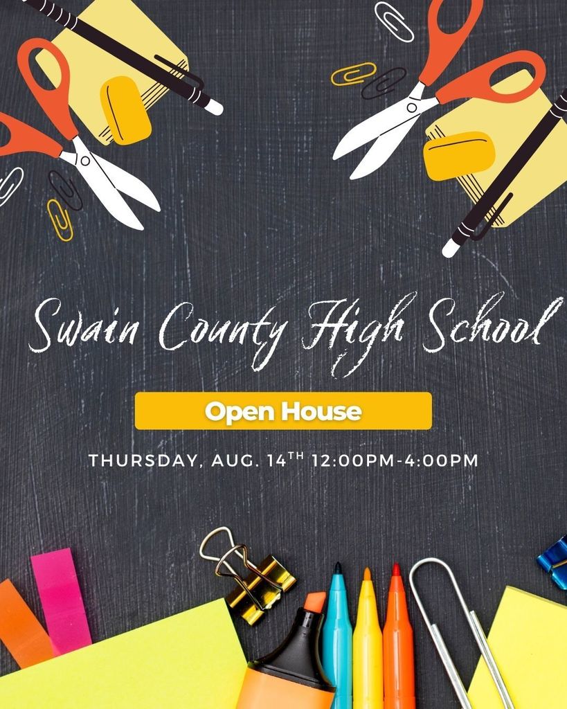 Flyer for SCHS Open House, August 14th from noon to 4:00PM.