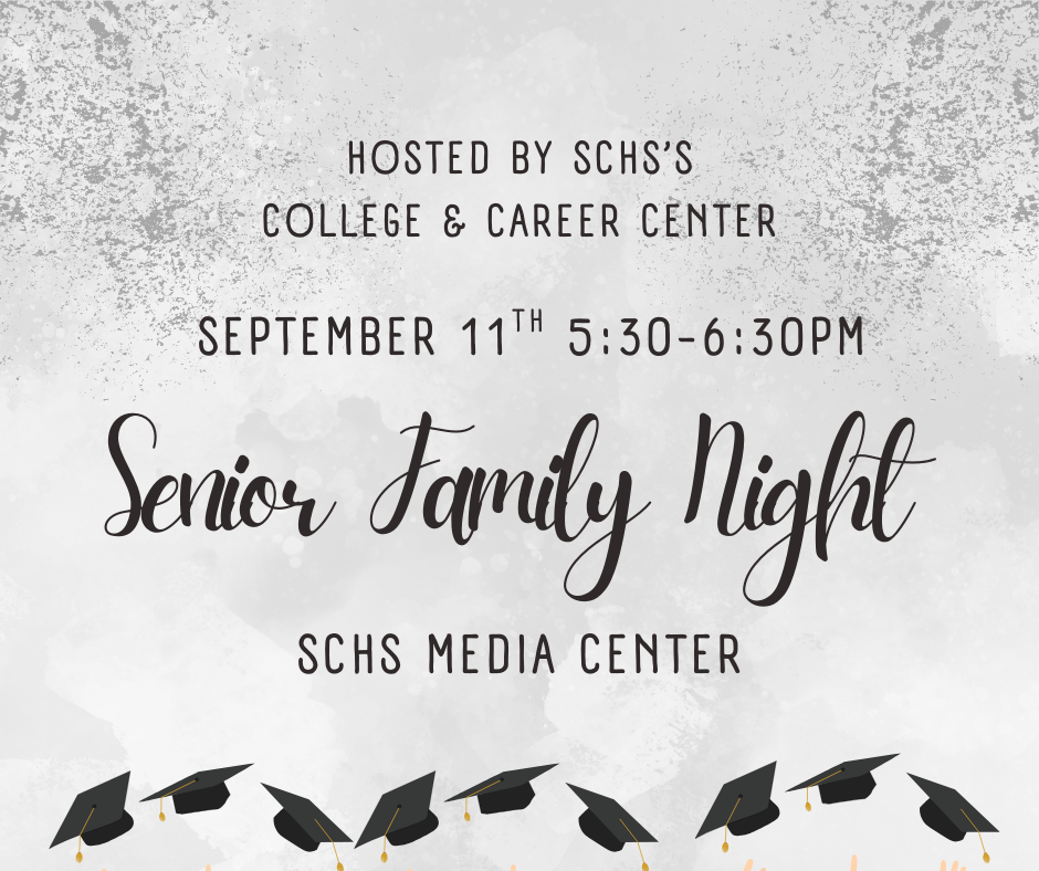 On Thursday, September 11th Swain High School's College and Career Center and counseling staff will be hosting a Senior Family night 5:30 to 6:30 in the high school media center.    The time is now for your student to start pursuing their college and career goals.  At this meeting advisors will review the senior year timeline, review college application steps, overview financial aid options, and review various resources and upcoming events.    This meeting is an important opportunity for all Senior families and guardians to familiarize yourselves with your student's college or career steps, understand your role, and ask any questions you may have.