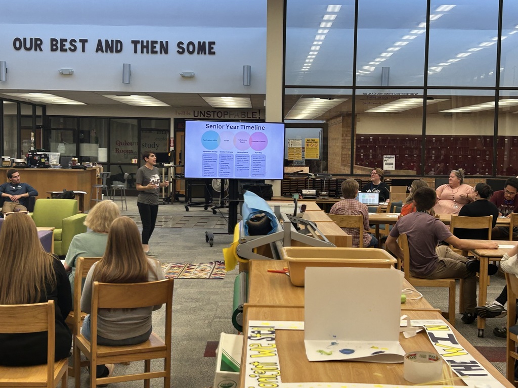 Senior Parent Night with GearUp discussing Senior Timelines.