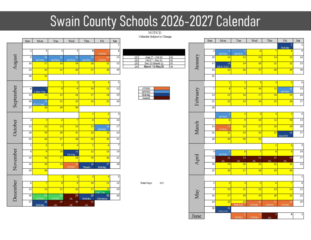 2026-2027 School Calendar