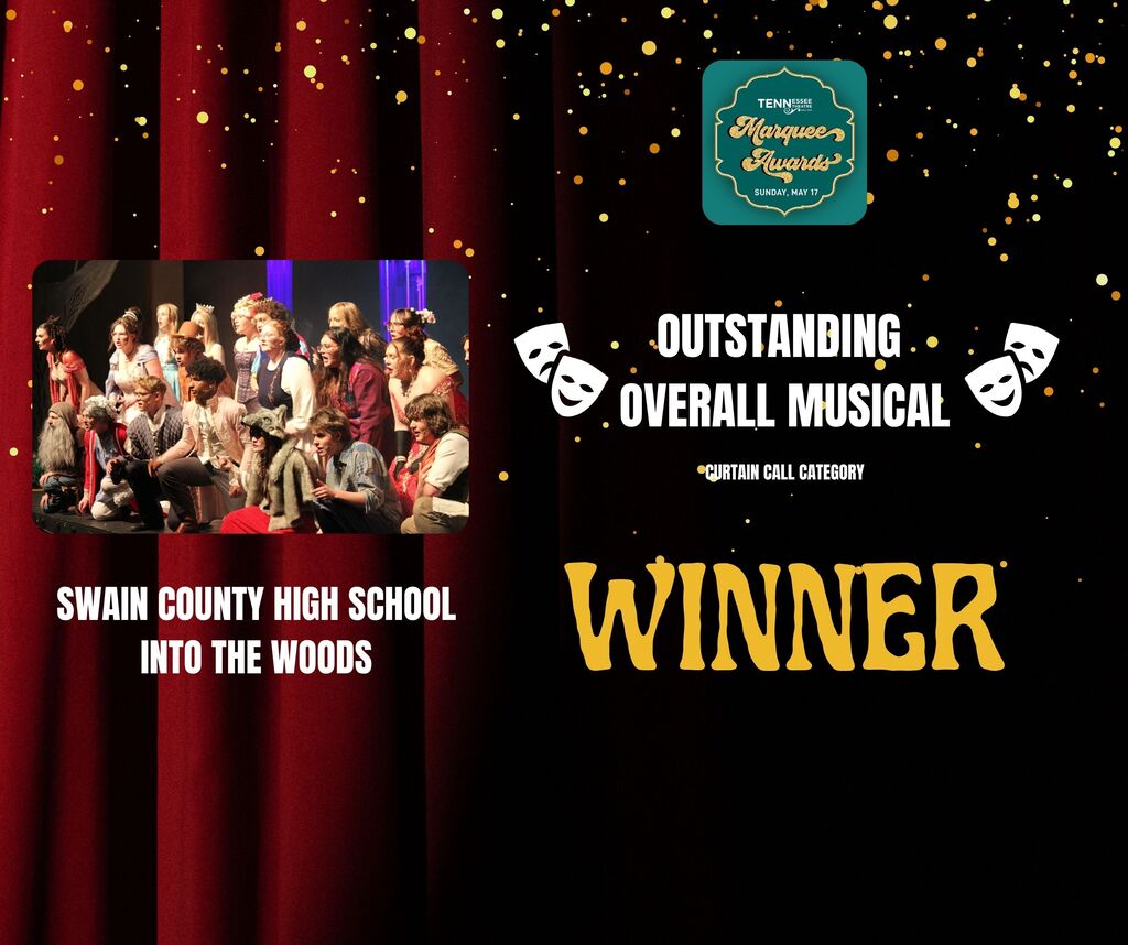 Group of students singing in graphic for winning outstanding overall musical