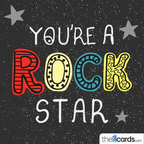 Animated gif that says You're a Rock Star.