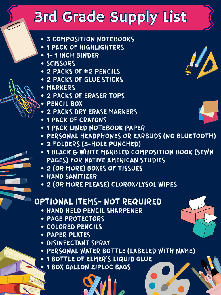 3rd Grade Supply List