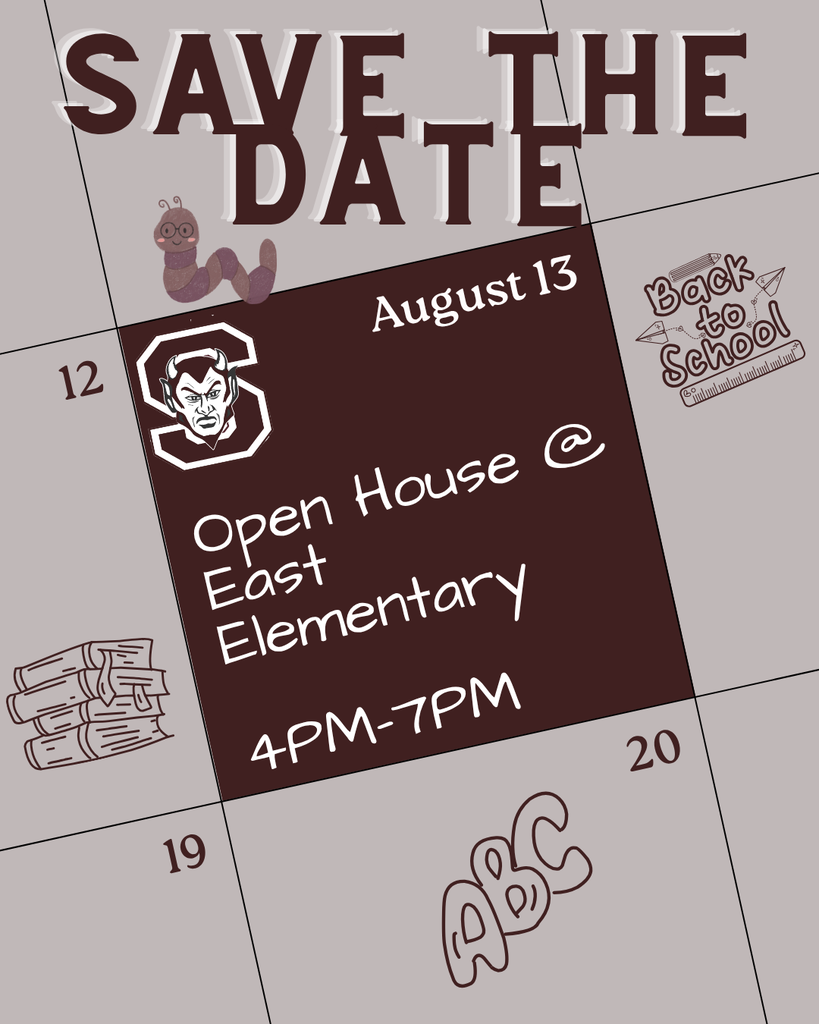 Save the Date: Open House at East Elementary Thursday August 13th 4p-7p