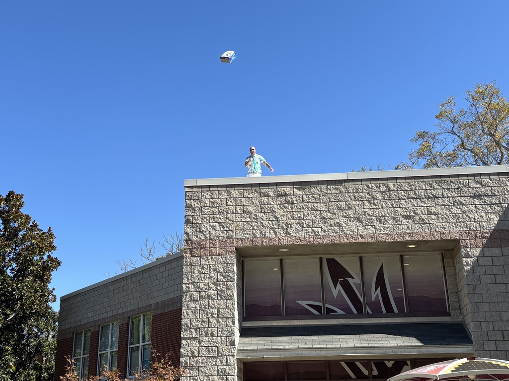 Students in Mr. Cook’s Advanced Technology, Engineering, and Design class participate in an egg drop challenge, testing designs to protect eggs during a fall.