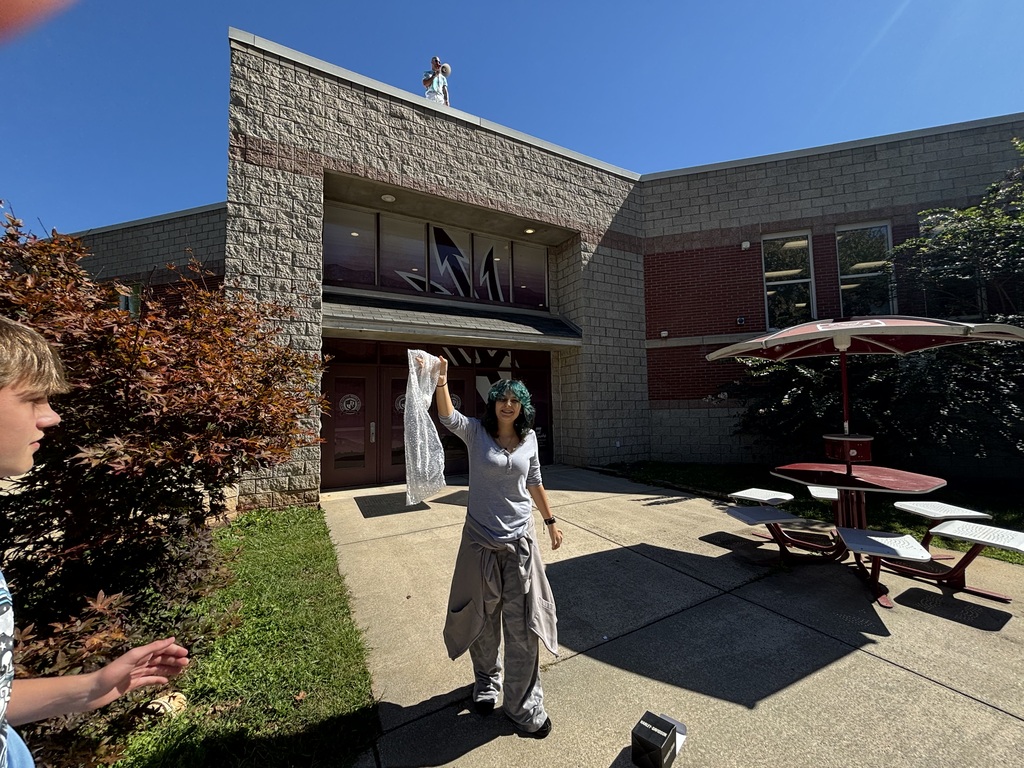 Students in Mr. Cook’s Advanced Technology, Engineering, and Design class participate in an egg drop challenge, testing designs to protect eggs during a fall.