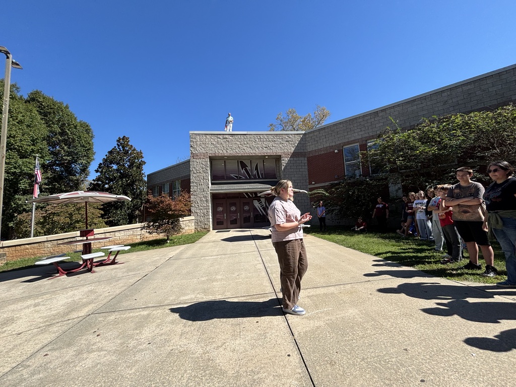 Students in Mr. Cook’s Advanced Technology, Engineering, and Design class participate in an egg drop challenge, testing designs to protect eggs during a fall.