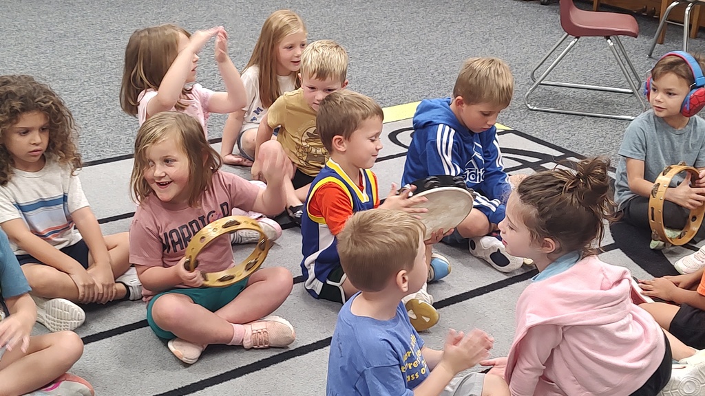 students with tambourine