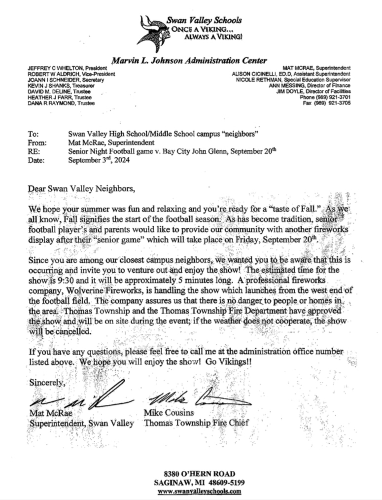 Football Fireworks Letter