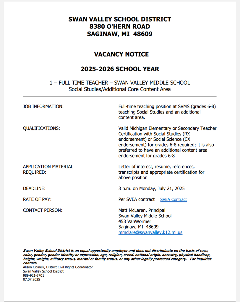 MS Social Studies Job Posting