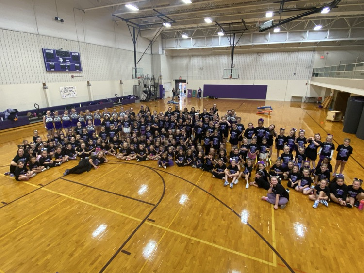 147 little Vikings performing 1st quarter game against Garber with the Varsity & JV Cheer teams