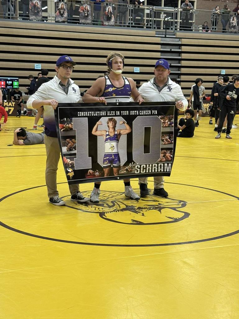 Alex Schram's 100th Career Pin