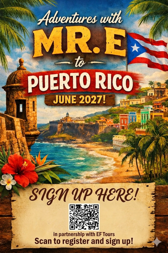 Adventures with Mr. E to Puerto Rico is now enrolling - Enroll by April 30th to Save!