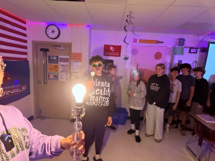 8th students having fun with the Moon Phases in Mrs. Blaesser's class.