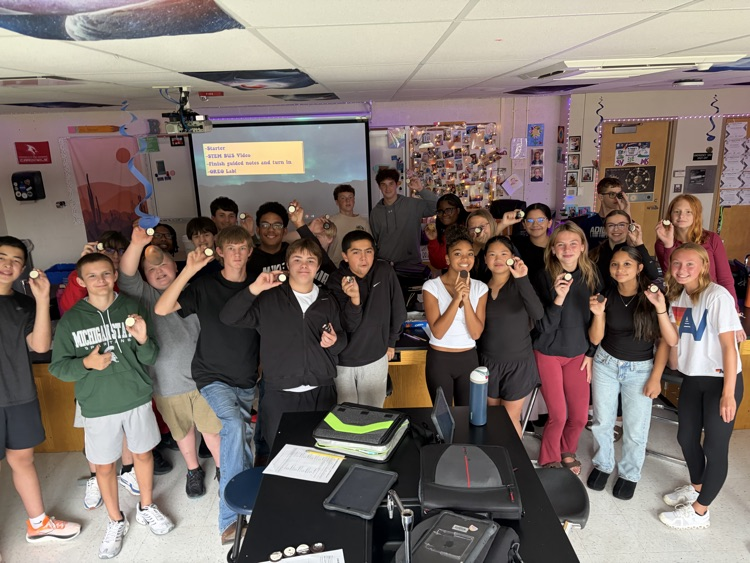 8th students having fun with the Oreo Eclipse project in Mrs. Blaesser's class.